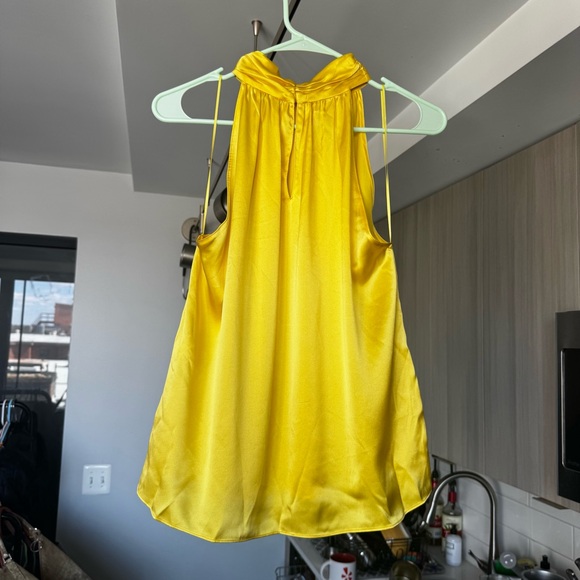 Amanda Uprichard Chaya Top Canary Yellow 100% Silk Mock Neck Small - Picture 6 of 13